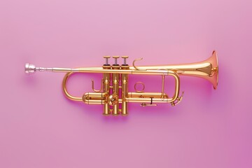 Obraz premium Trumpet on pink background