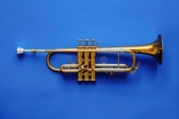 Fototapeta premium Trumpet on blue background