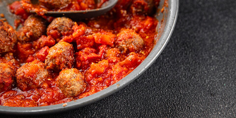 meatballs tomato sauce meat fresh meal food snack on the table copy space foodbackground rustic top view