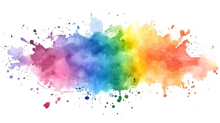 Watercolor splash color background vector illustration, white background, colorful splash, rainbow colors,