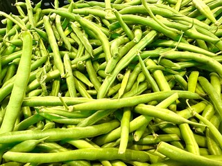 green bean strings close-up view of green beans