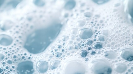 Soap Bubbles in Foam, intricate macro view of soap bubbles creating dense foam in a sink, minimalist and clean setting, emphasizes simplicity and vibrant textures