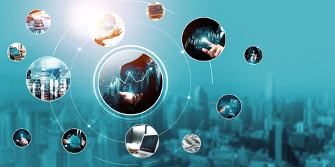 Futuristic business digital financial data technology concept for future big data analytic and...