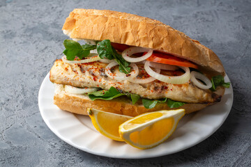 Turkish Balik Ekmek / Fish sandwich.