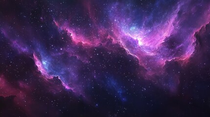 A stunning view of the cosmos, with stars, nebulas, and swirling colors of deep purples and blues, sapce background
