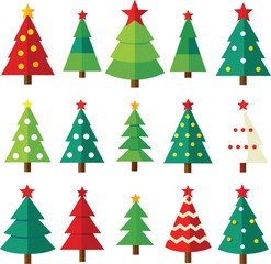 set of christmas trees