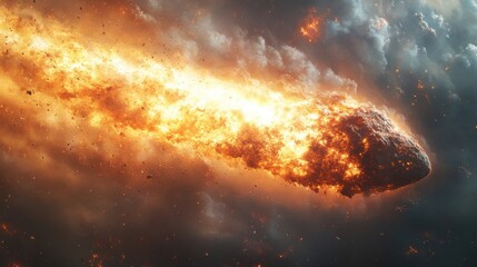 Fototapeta premium Meteor extinction clipart with dramatic impact effects on a white background