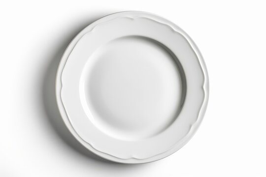White plate isolated on white background top view