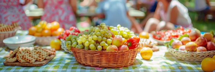 Close friends savoring a delightful picnic outing in the serene and scenic outdoor setting