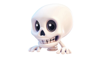 Cartoon human skull isolated on white or transparent background, png clipart, design element. Easy to place on any other background.