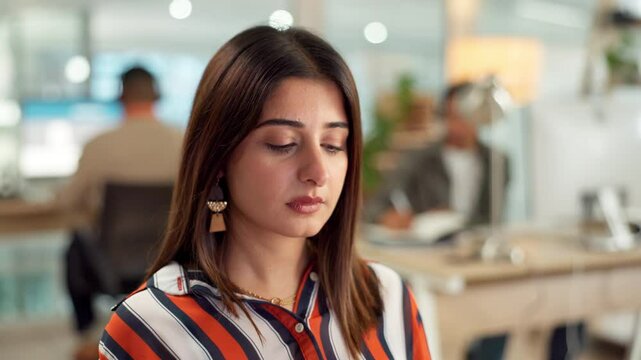 Computer, working and business woman in office with data entry clerk with online research. Website, professional and database review with update and administration of digital files at desk with email