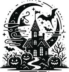 Monochrome Cosmonaut Halloween Logo Icon For Emblems, Badges And Levels Vector Illustration