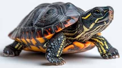 Fototapeta premium Rescued turtle receiving care on white background