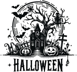 Monochrome Cosmonaut Halloween Logo Icon For Emblems, Badges And Levels Vector Illustration