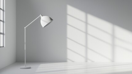 white lamp standing in a plain studio, brightly illuminated