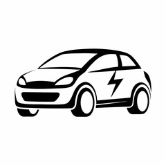 Fototapeta premium Black and white electric car icon, sustainable transport and eco-friendly vehicles