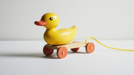 Vintage Pull-Along Duck Toy: Medium Shot of Nostalgic Kids' Plaything