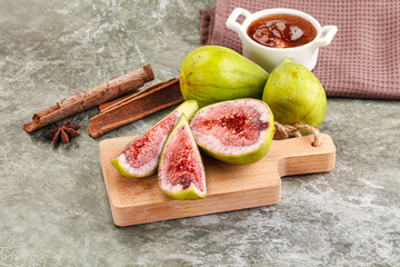 Tropical exotic green fig with cut