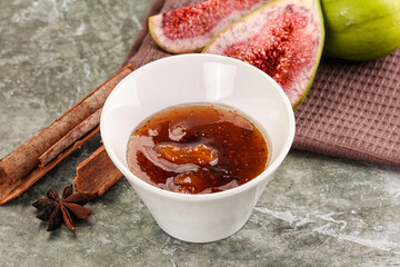 Sweet fig jam in the bowl