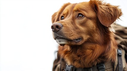 Service animal in action on a white background
