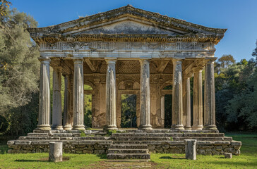 Fototapeta premium Ancient Roman temple ruins at sunset