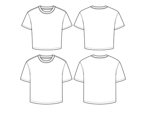 Women's basic cropped t-shirt ai vector sketch blank