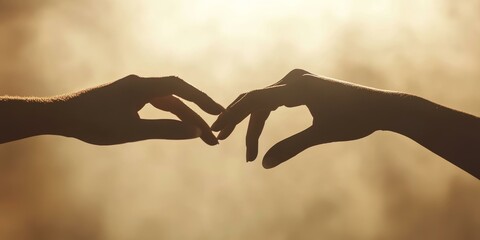 Two hands interlocked, silhouetted against the sun.