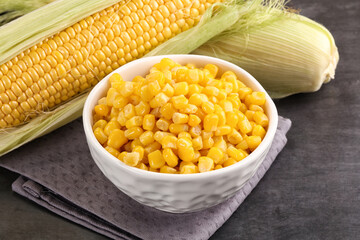 Canned sweet young corn grain