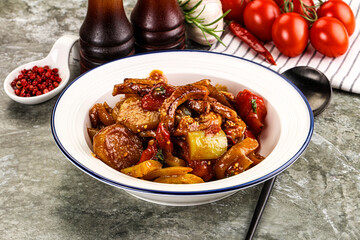 Asian cuisine pork in oyster sauce