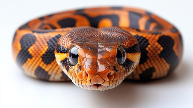 Snake slithering on white background