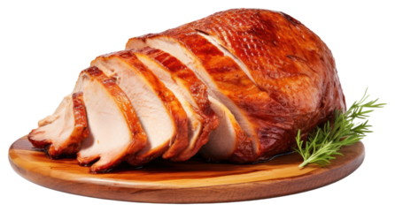 PNG A beautiful cut of roasted turkey food meat pork.