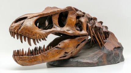 T-Rex skull on white background