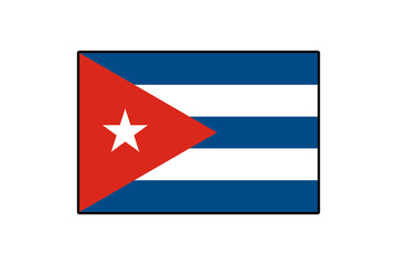 The image showcases the Cuban flag, characterized by its red triangle, white stripes, and a prominent star. It represents national pride and identity in Cuba's rich culture.