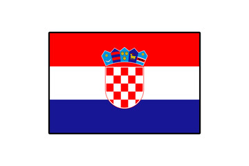The design displays the flag of Croatia, showcasing its red, white, and blue stripes along with the distinctive coat of arms featuring a checkerboard pattern and crowns.