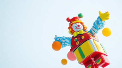 Naklejka premium Low Angle Shot of Classic Toy Jack-in-the-Box with Colorful Design