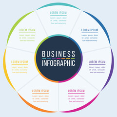 7 Options Infographic circle design 7 Options, objects, elements or steps information business infographic template