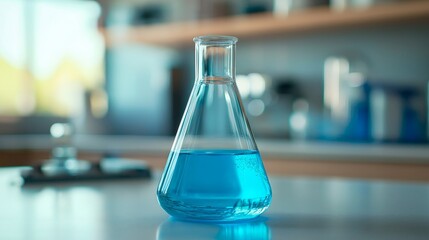 glass flask on laboratory