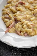 pasta spaetzle egg pasta irregular shape fresh meal food snack on the table copy space food background rustic top view