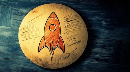 space rocket on a wooden background. the concept of innovation and technology.