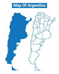 Argentina simple flat vector map outline style illustration set