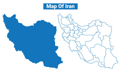 Obraz premium Iran simple flat vector map outline style illustration set