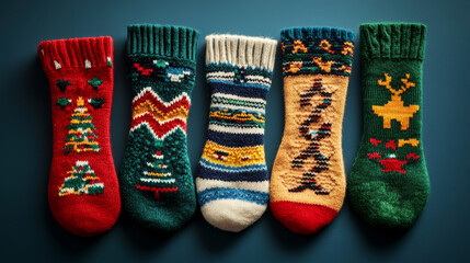 Show socks designed for different seasons, such as warm, woolen socks for winter, lightweight, breathable socks for summer, or festive designs for holidays. 