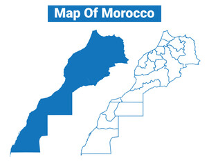Obraz premium Morocco simple flat vector map outline style illustration set