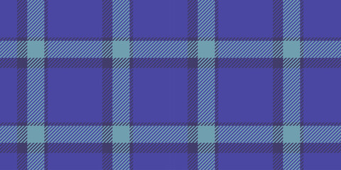 Day fabric textile check, elementary pattern tartan texture. Traditional seamless vector plaid background in indigo and cyan colors.