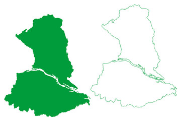 Obraz premium Barcelos municipality (Amazonas state, Municipalities of Brazil, Federative Republic of Brazil) map vector illustration, scribble sketch Barcellos or Mariua map