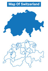 Switzerland simple flat vector map outline style illustration set