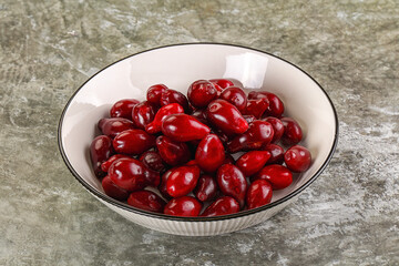 Ripe sweet juicy digberry cornel