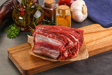 Raw beef ribs for cooking