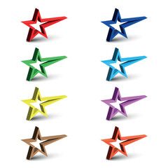 Fototapeta premium Abstract 3d shapes colorful stars logo emblem and icons