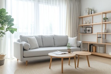 Fototapeta premium simple, light-filled living room with soft pastel accents and an airy feel
